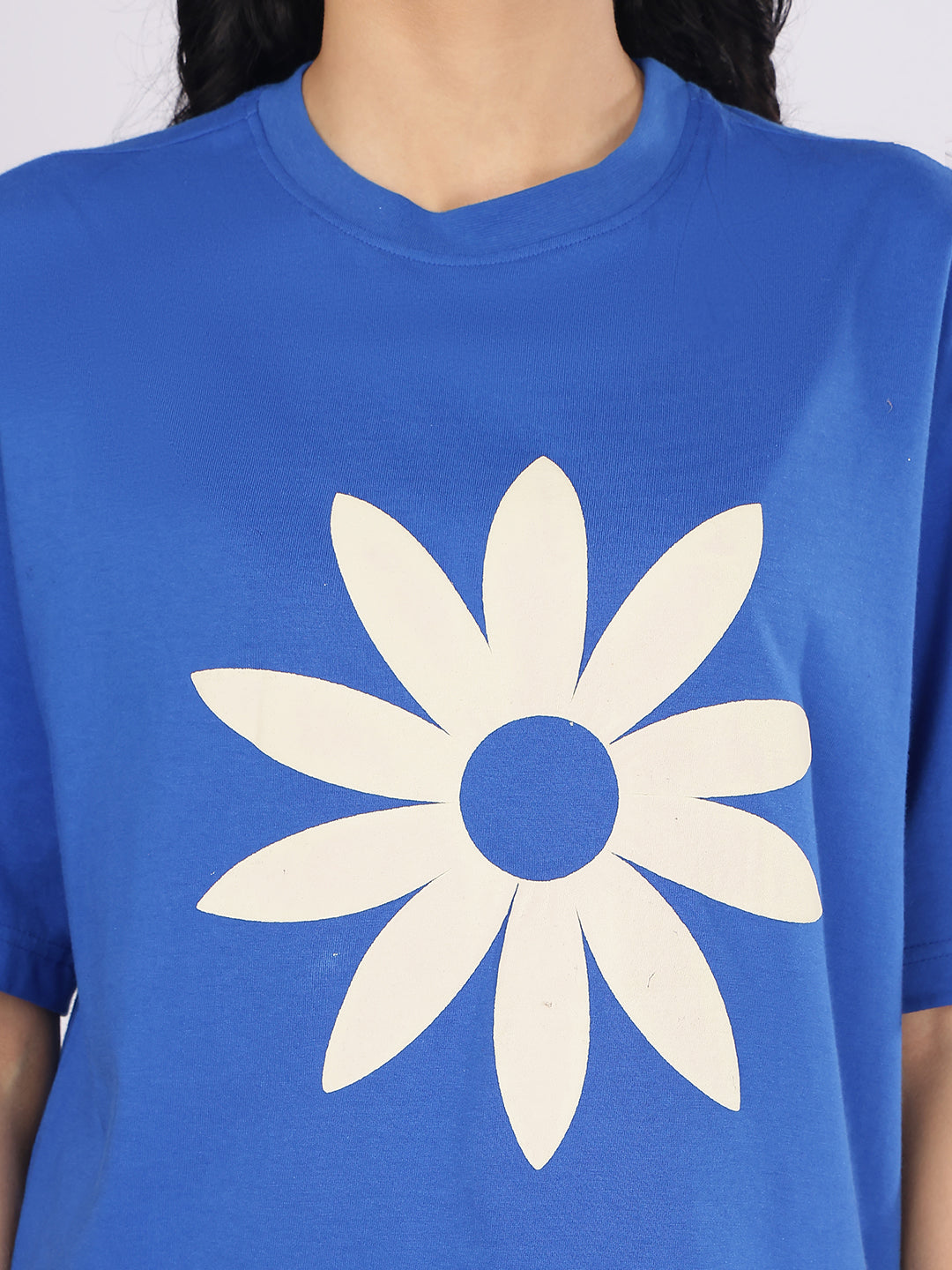 Dozer Daisy Print Cobalt Blue Casual T-Shirt