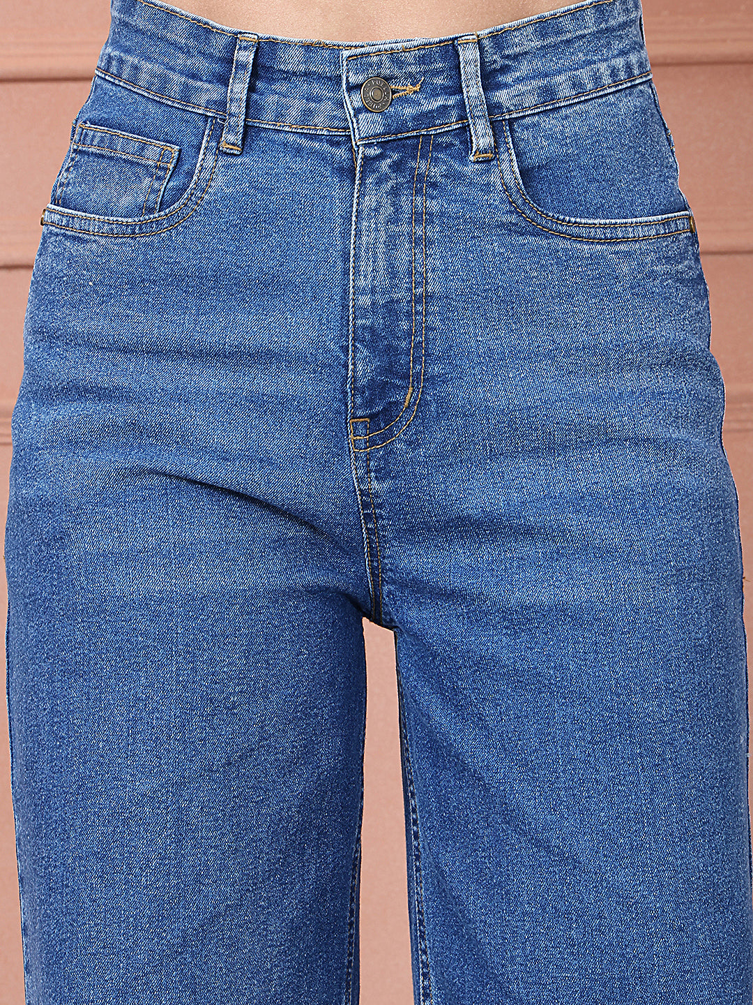 PUELLA Women Light Blue Washed High-Rise Wide-Leg Jeans