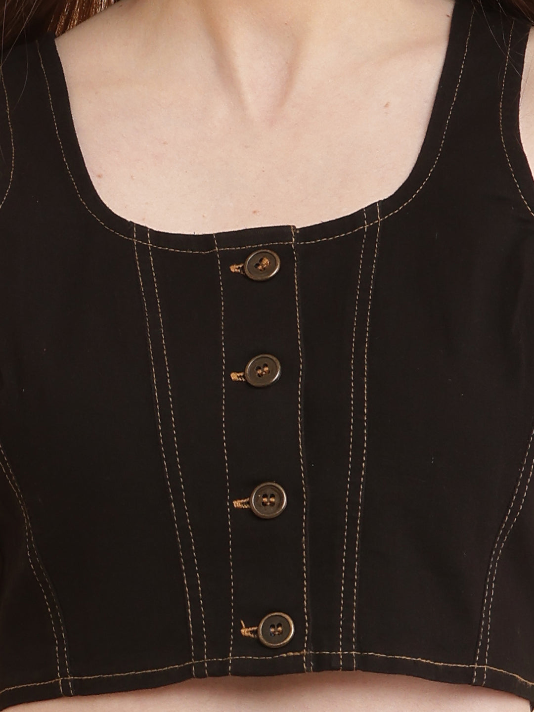 PUELLA Women’s Black Denim Crop Top