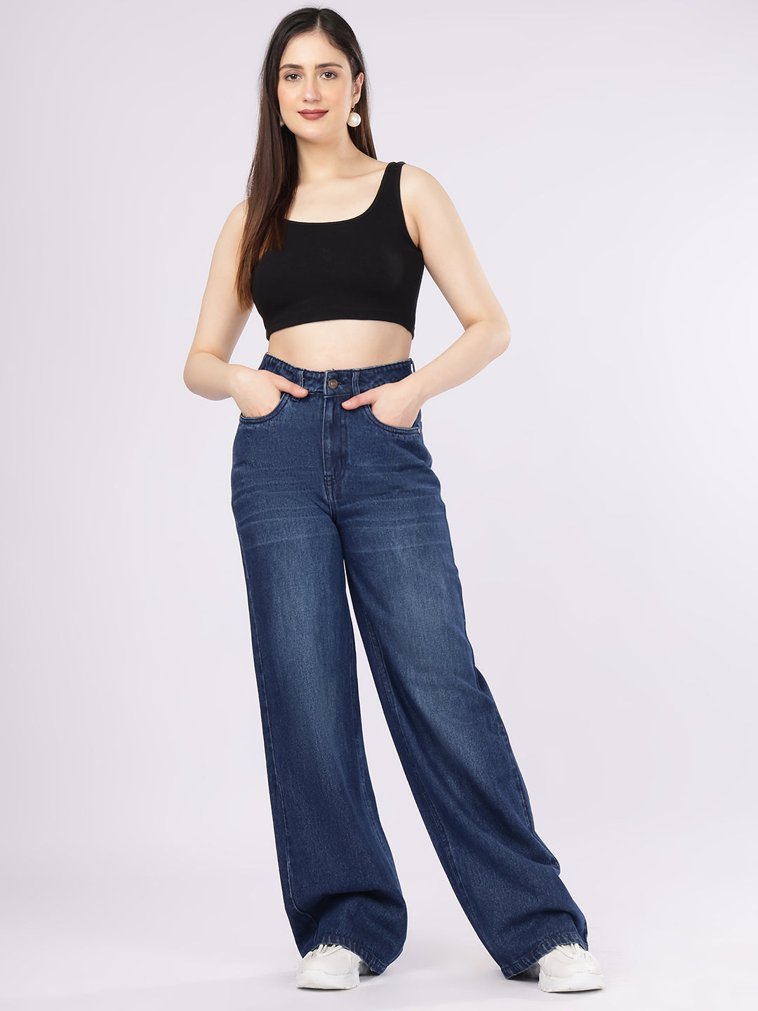 Women’s Dark Blue Baggy Fit Denim Jeans