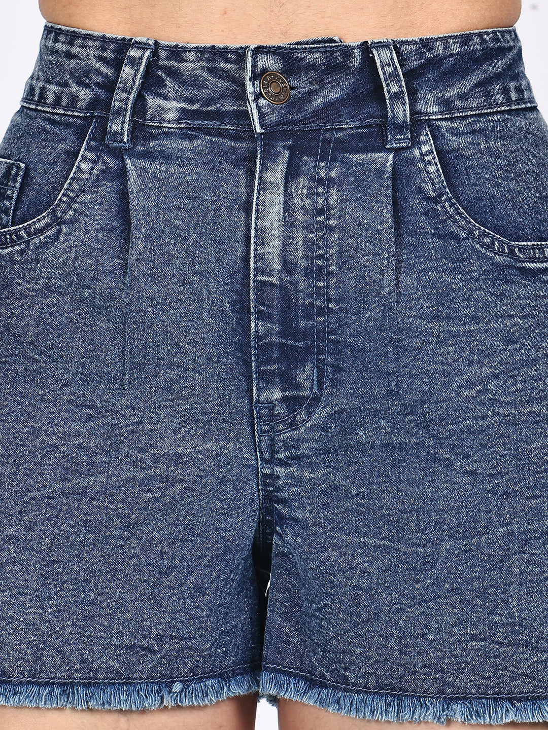 PUELLA Women Blue High-Rise Regular Fit Denim Shorts