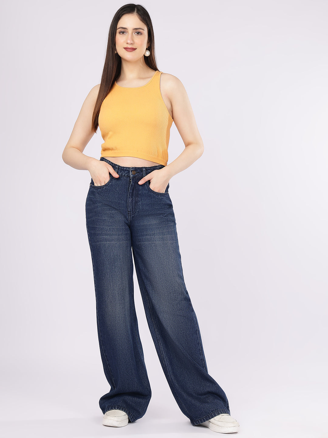 Women’s Dark Blue Baggy Fit Denim Jeans