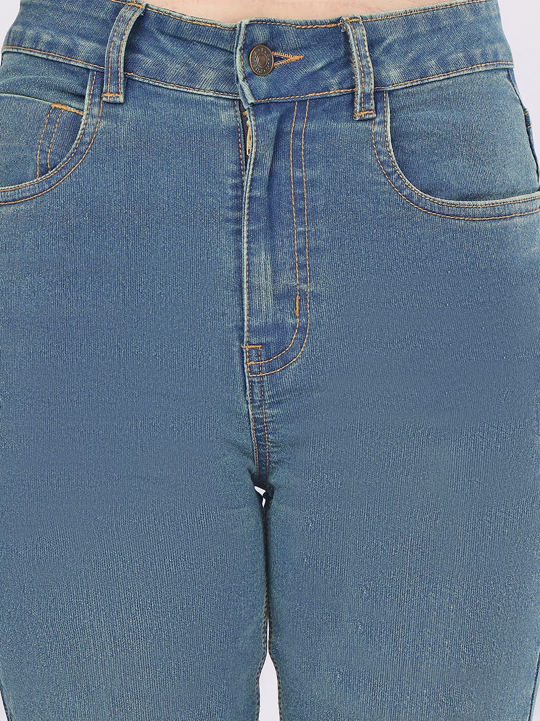 PUELLA Women's Mid-Blue High-Rise Bootcut/Flared Jeans