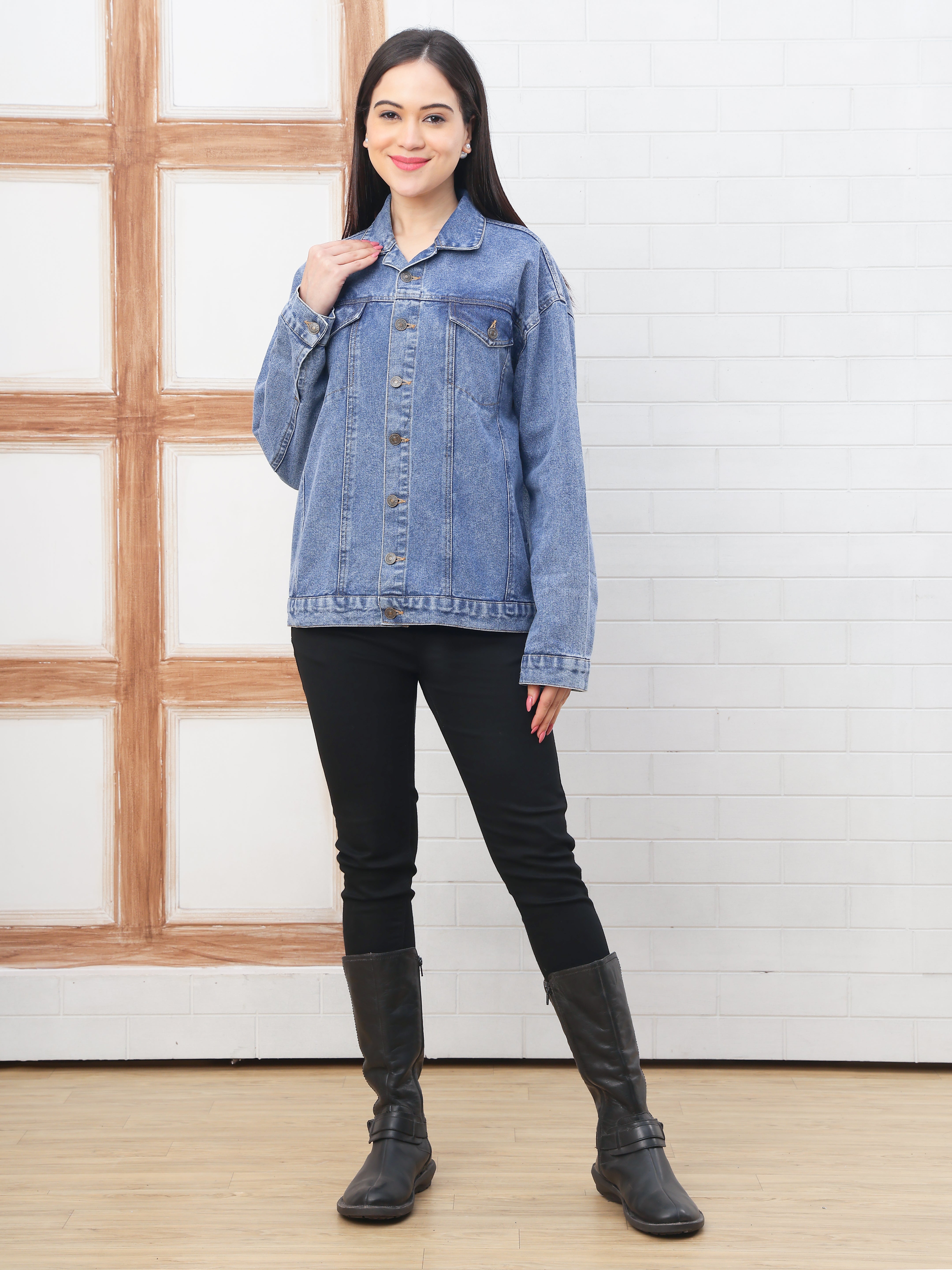 Women’s Blue Loose Fit Denim Jacket