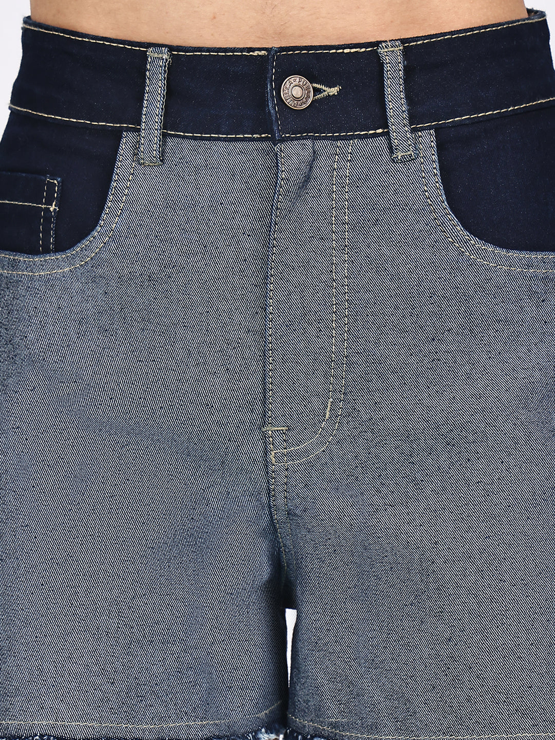 PUELLA Women Blue Mid-Rise Regular Fit Denim Shorts