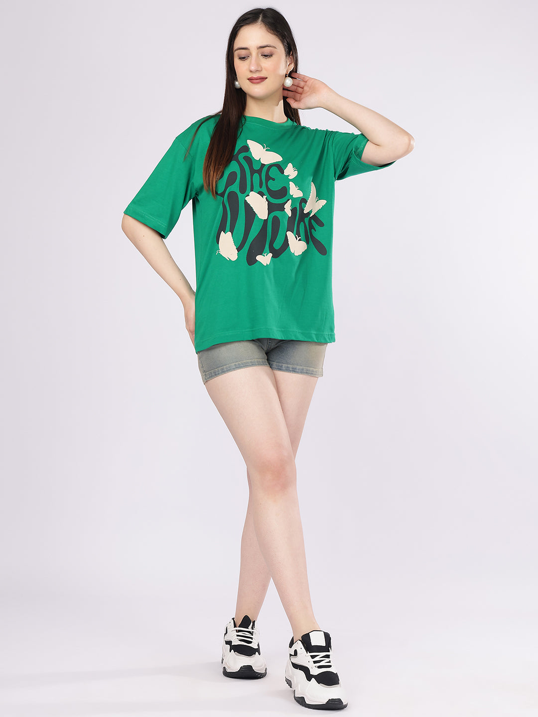 Dozer “The Wish” Butterfly Graphic Green Oversized T-Shirt