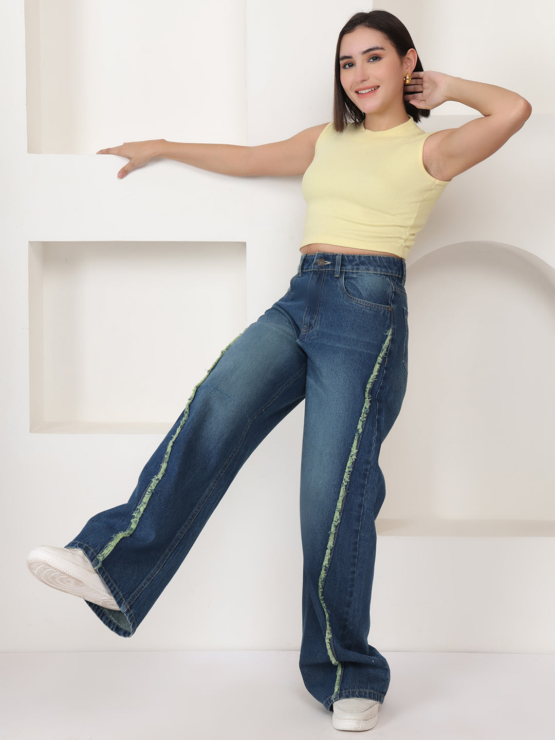 PUELLA Women Dark Blue Light-Fade High-Rise Baggy Jeans