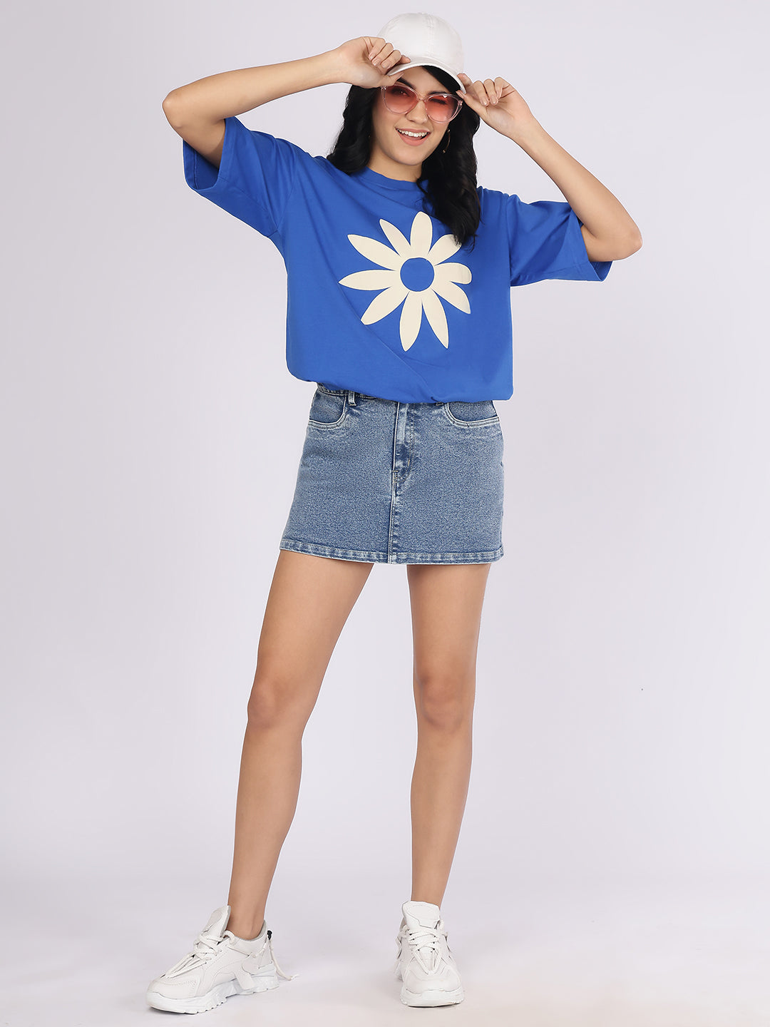 Women’s Mid Blue Acid Wash Denim Skort