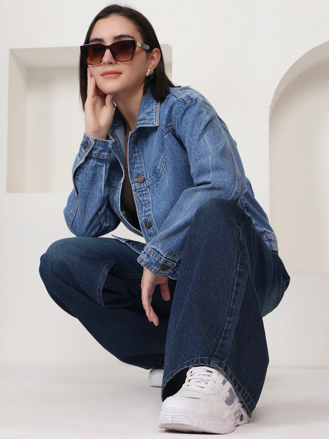 PUELLA Women Dark Blue Light-Fade High-Rise Baggy Jeans