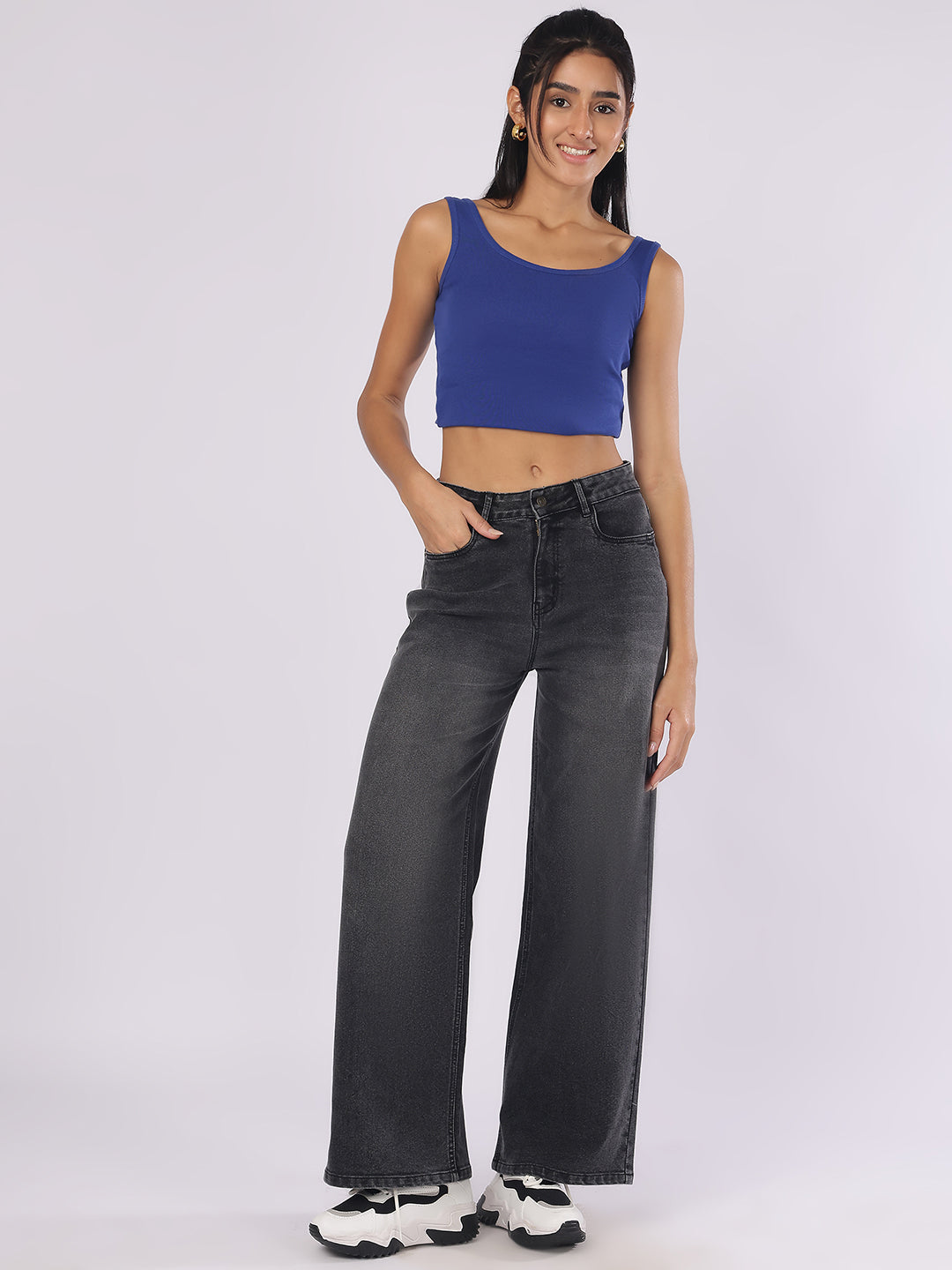 Women’s Dark Grey Straight Fit Denim Jeans