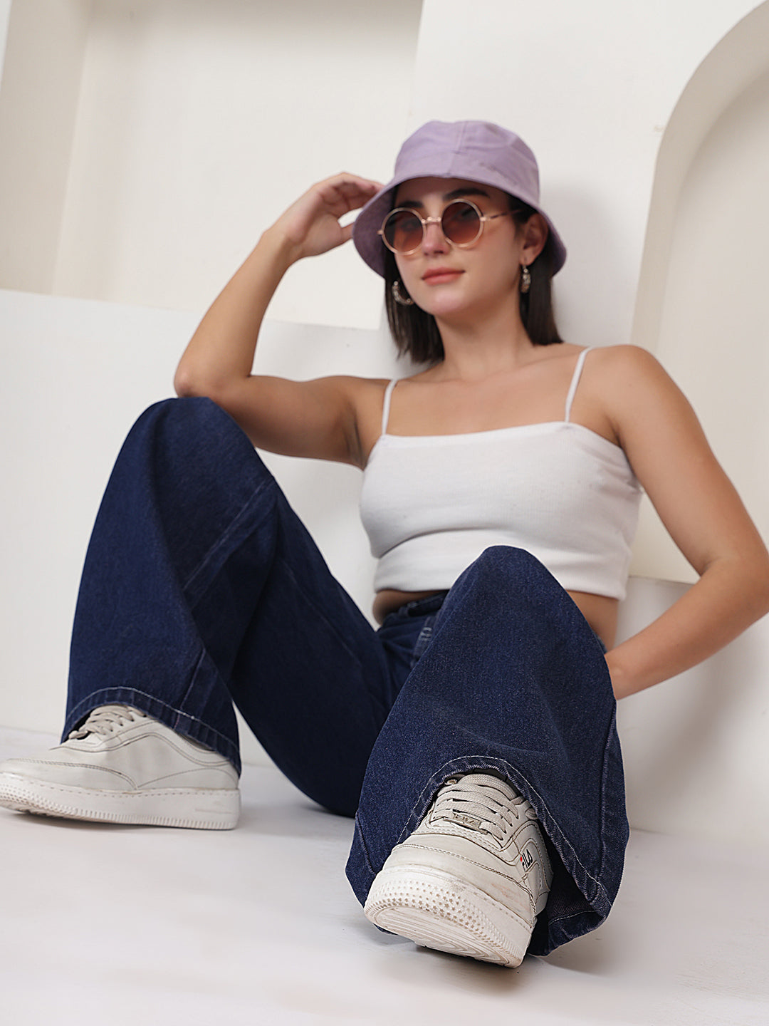 PUELLA Women Dark Blue High-Rise Loose Fit Non-Stretchable Light Fade Jeans