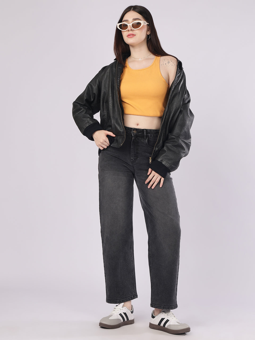 Women’s Dark Grey Straight Fit Denim Jeans
