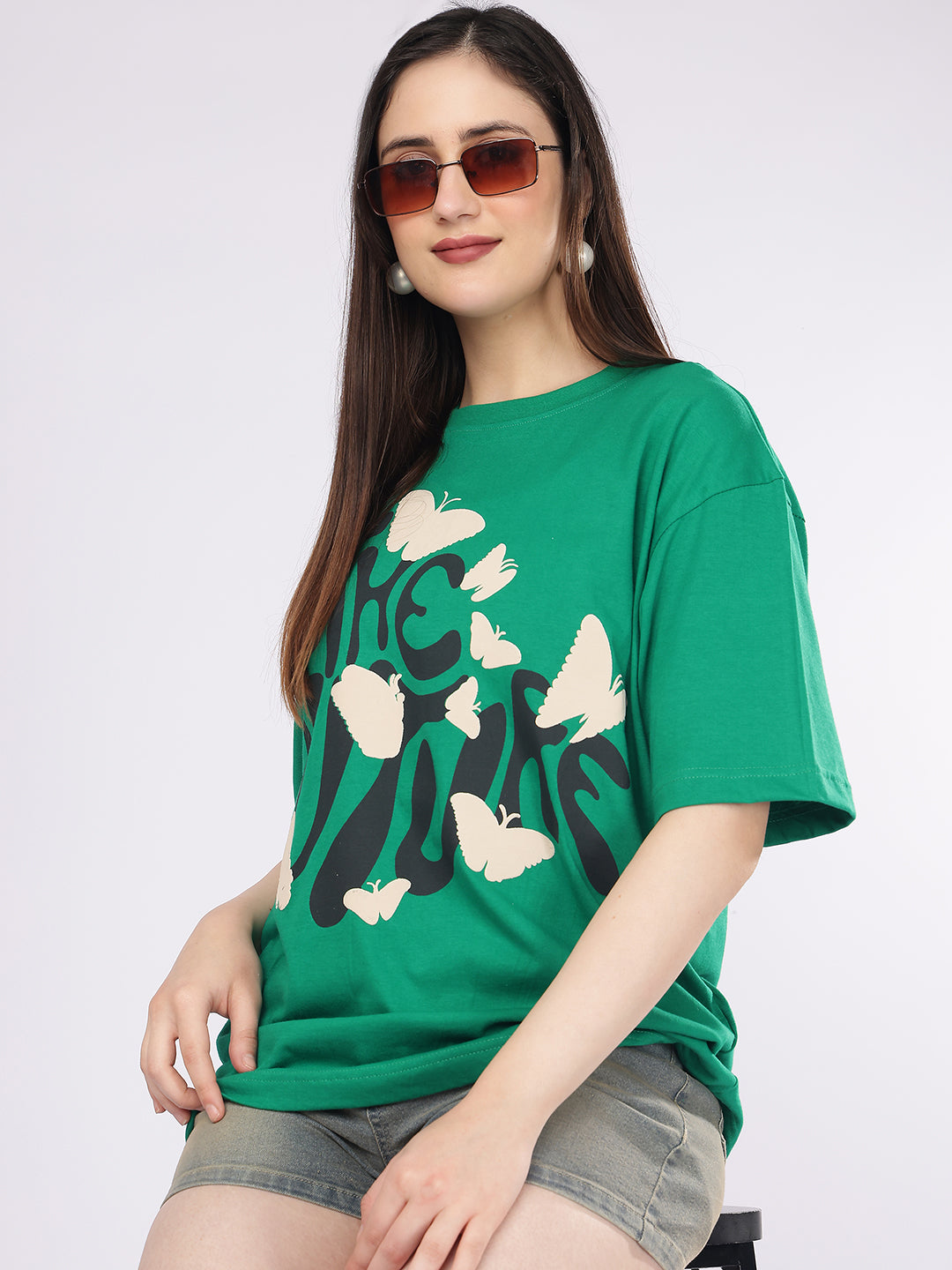 Dozer “The Wish” Butterfly Graphic Green Oversized T-Shirt