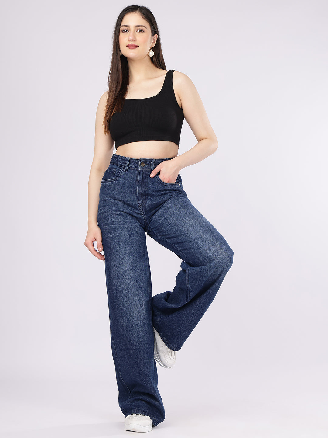 Women’s Dark Blue Baggy Fit Denim Jeans