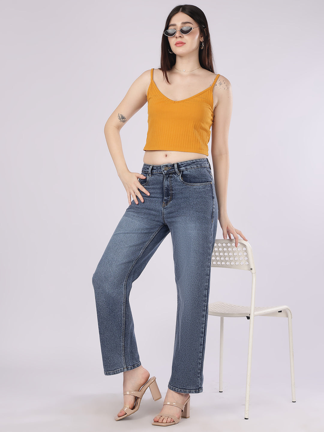 Women’s Blue Straight Fit Denim Jeans