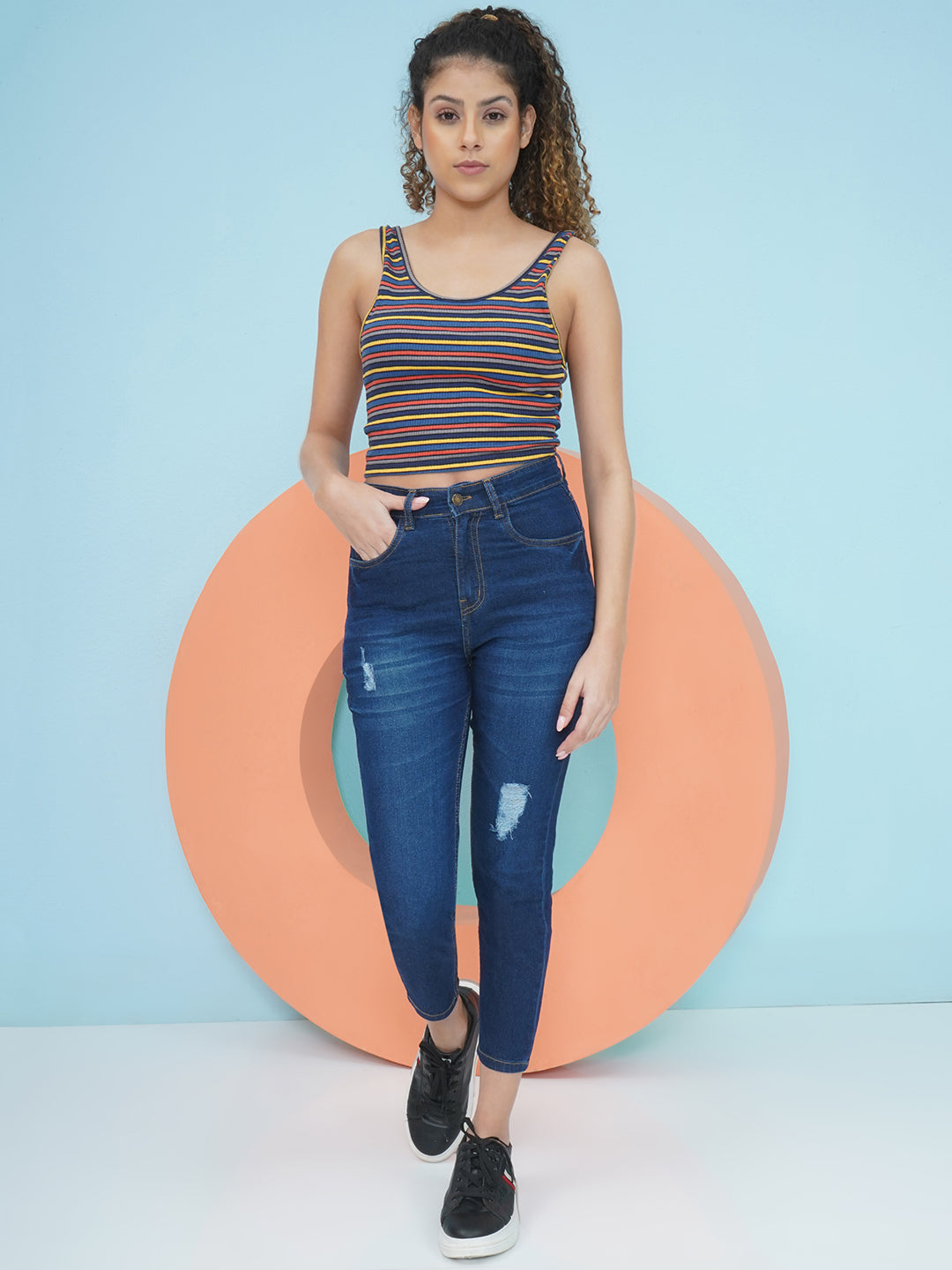 PUELLA Mid-Rise Distressed Slim Fit Jeans