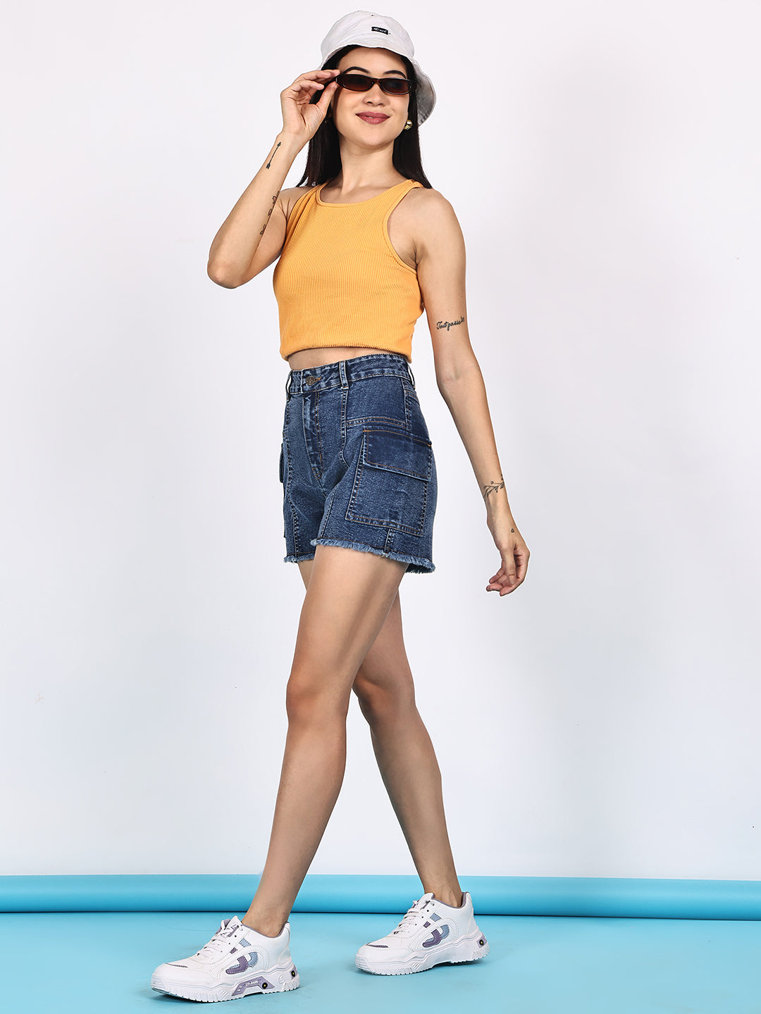 PUELLA Women’s High-Rise Slim Fit Denim Shorts