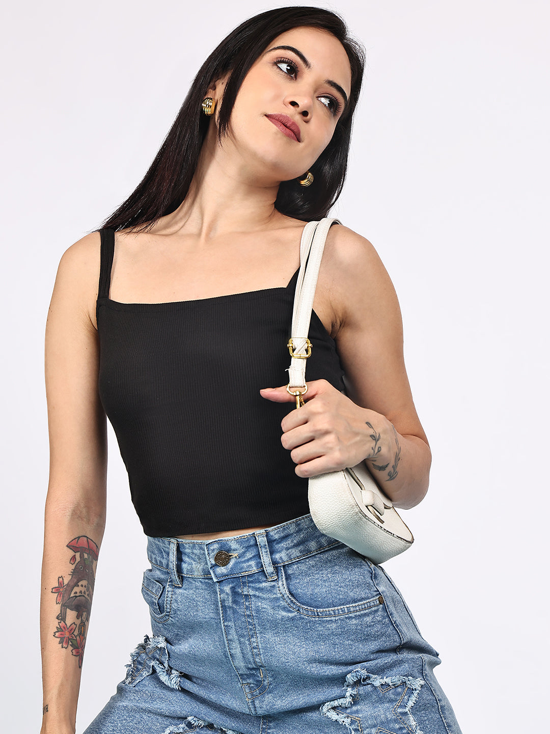 PUELLA Women Light Blue High-Rise Star Patch Denim Shorts