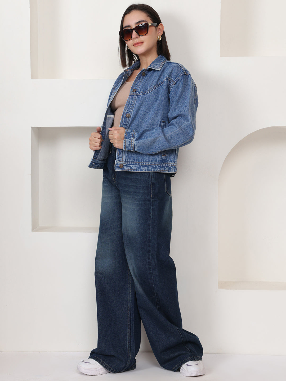 PUELLA Women Dark Blue Light-Fade High-Rise Baggy Jeans