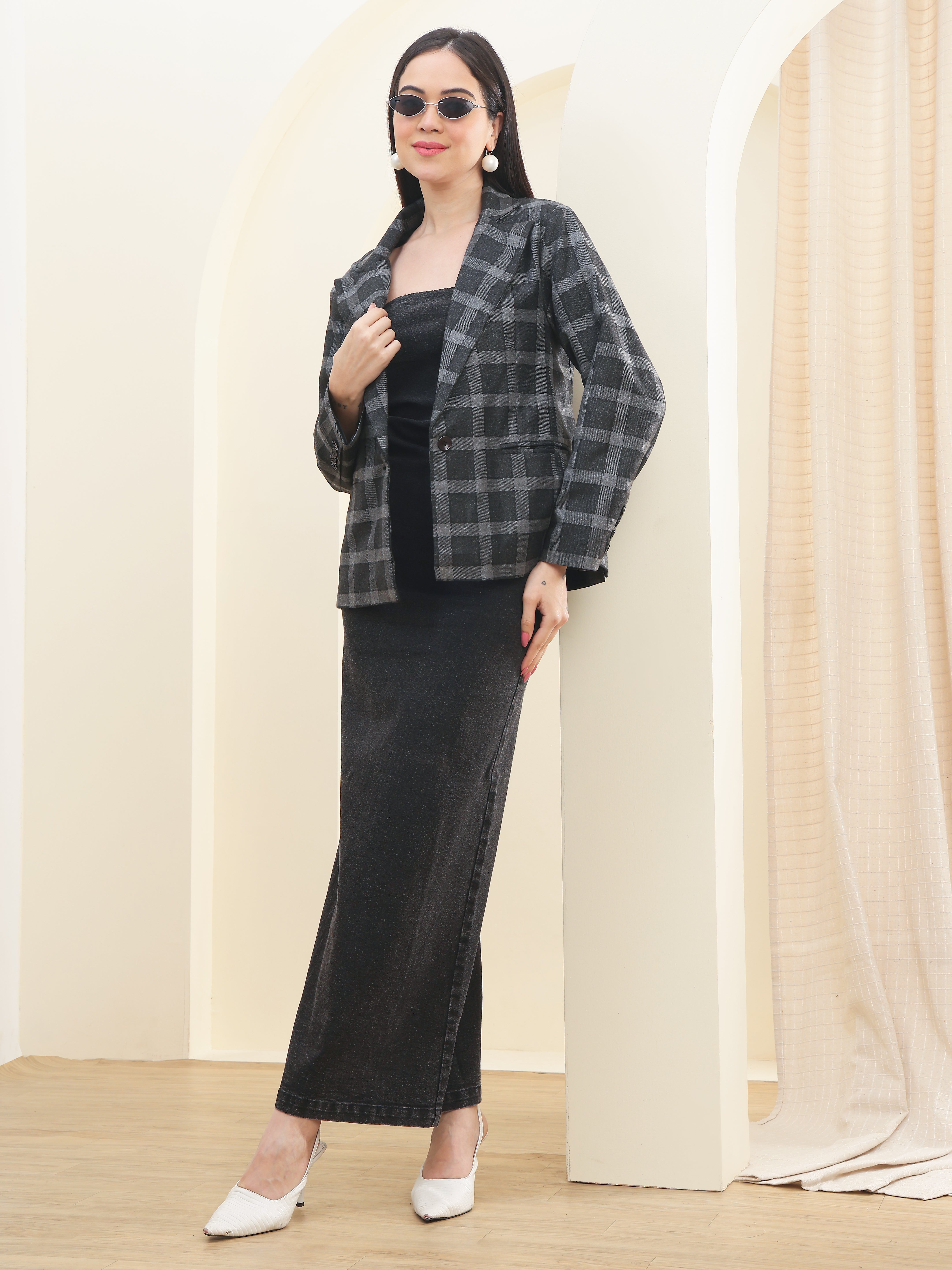 DOZER Black Denim Tube Maxi Dress