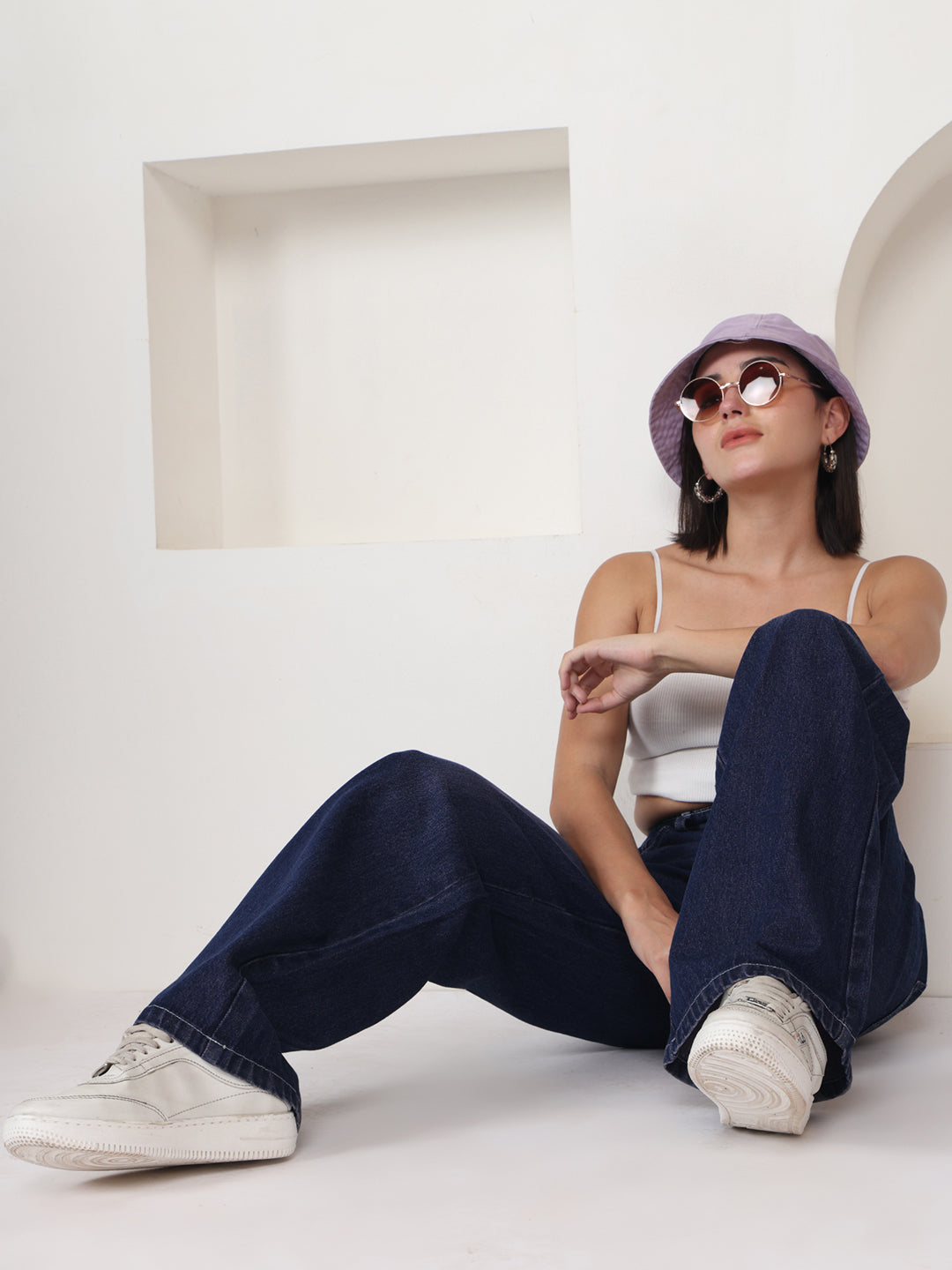 PUELLA Women Dark Blue High-Rise Loose Fit Non-Stretchable Light Fade Jeans