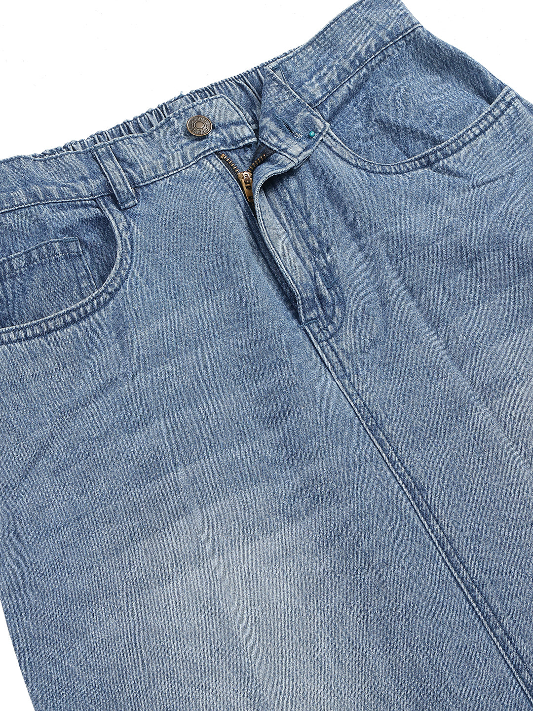 Women’s Mid Blue High-Rise Denim Long Skirt