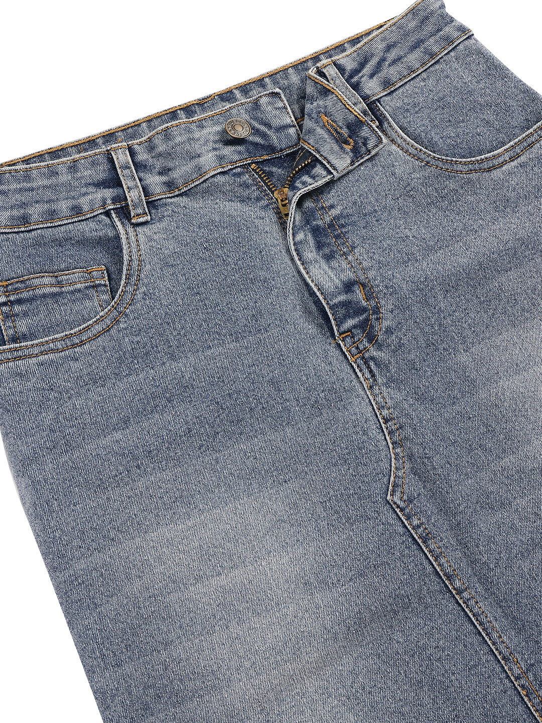 Women’s Mid Blue Denim Pencil Skirt with Front Slit