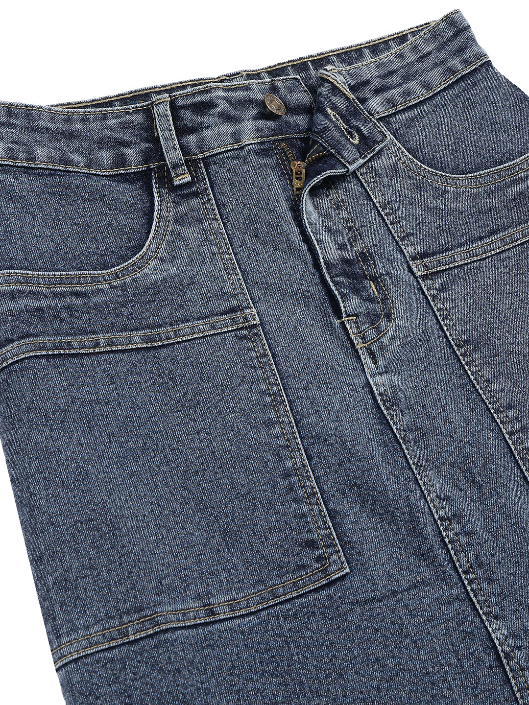 Women’s Blue High-Rise Cargo Denim Skirt