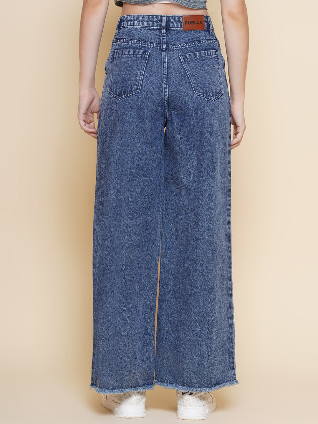 PUELLA Women Blue High-Rise Wide-Leg Jeans