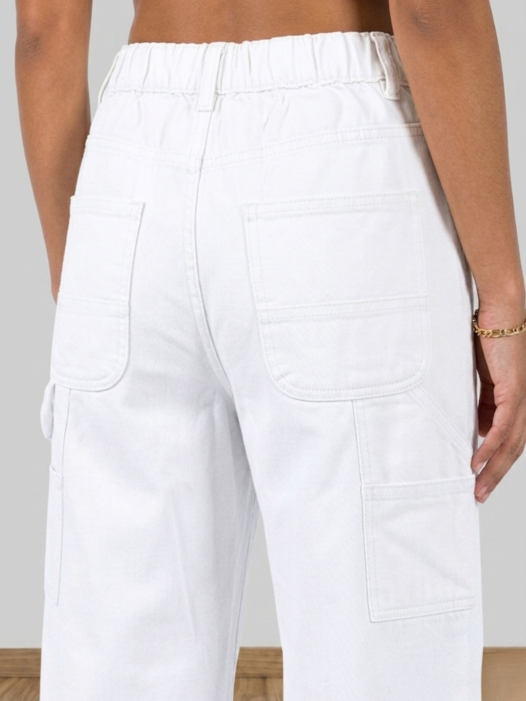 PUELLA Women’s White Straight Fit Utility Denim Jeans