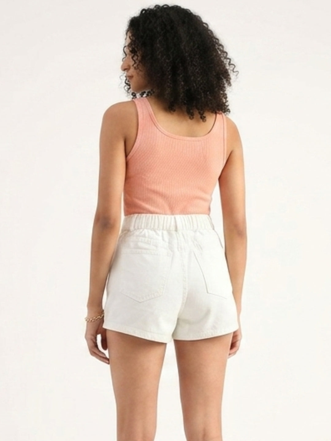 Women’s White Relaxed Fit Solid Denim Shorts