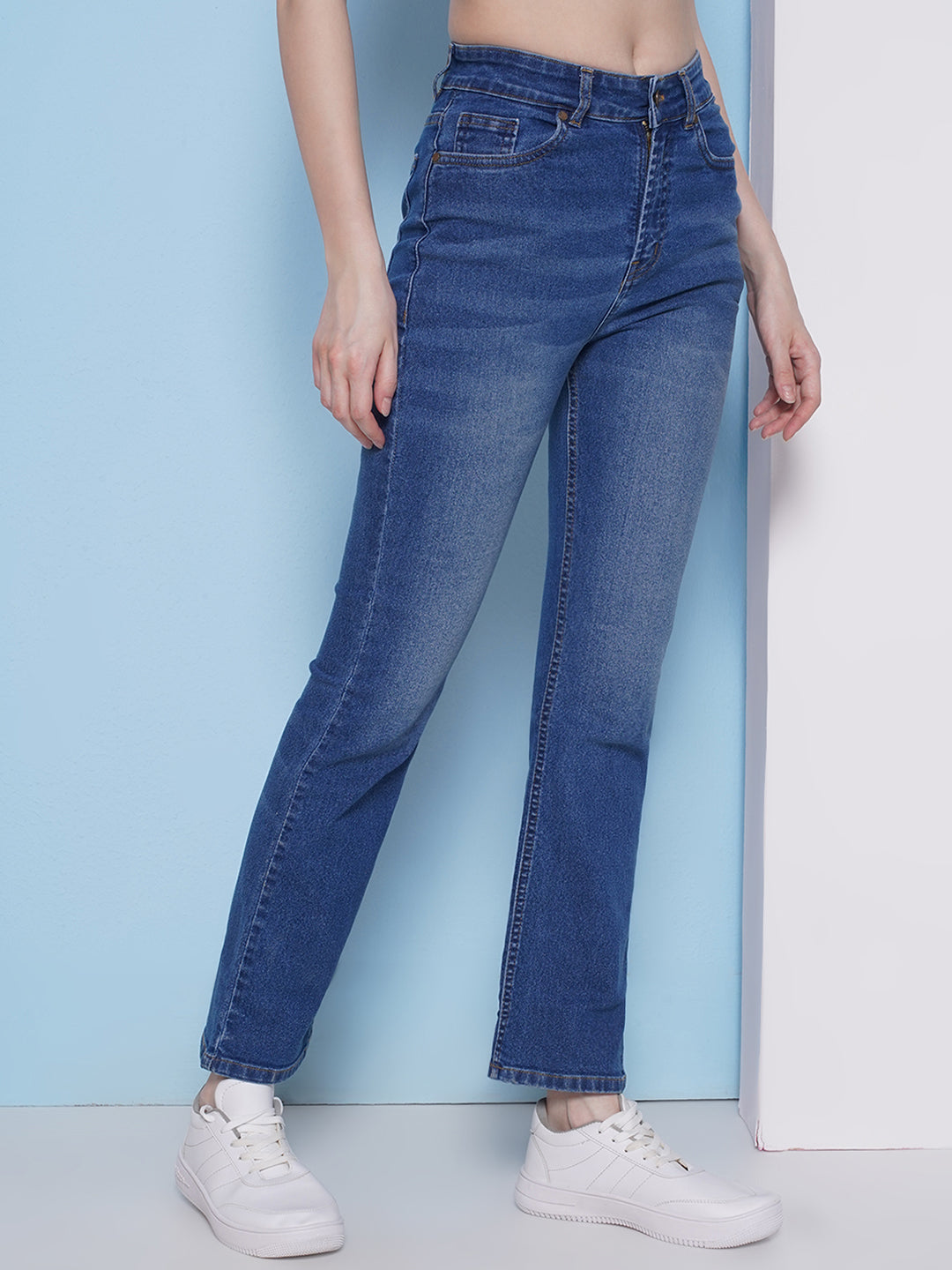 PUELLA Women Blue High-Rise Straight Fit Jeans