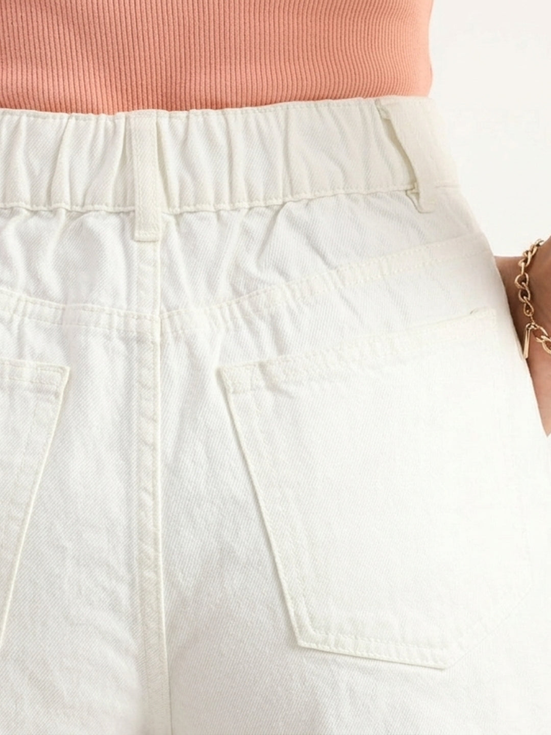 Women’s White Relaxed Fit Solid Denim Shorts