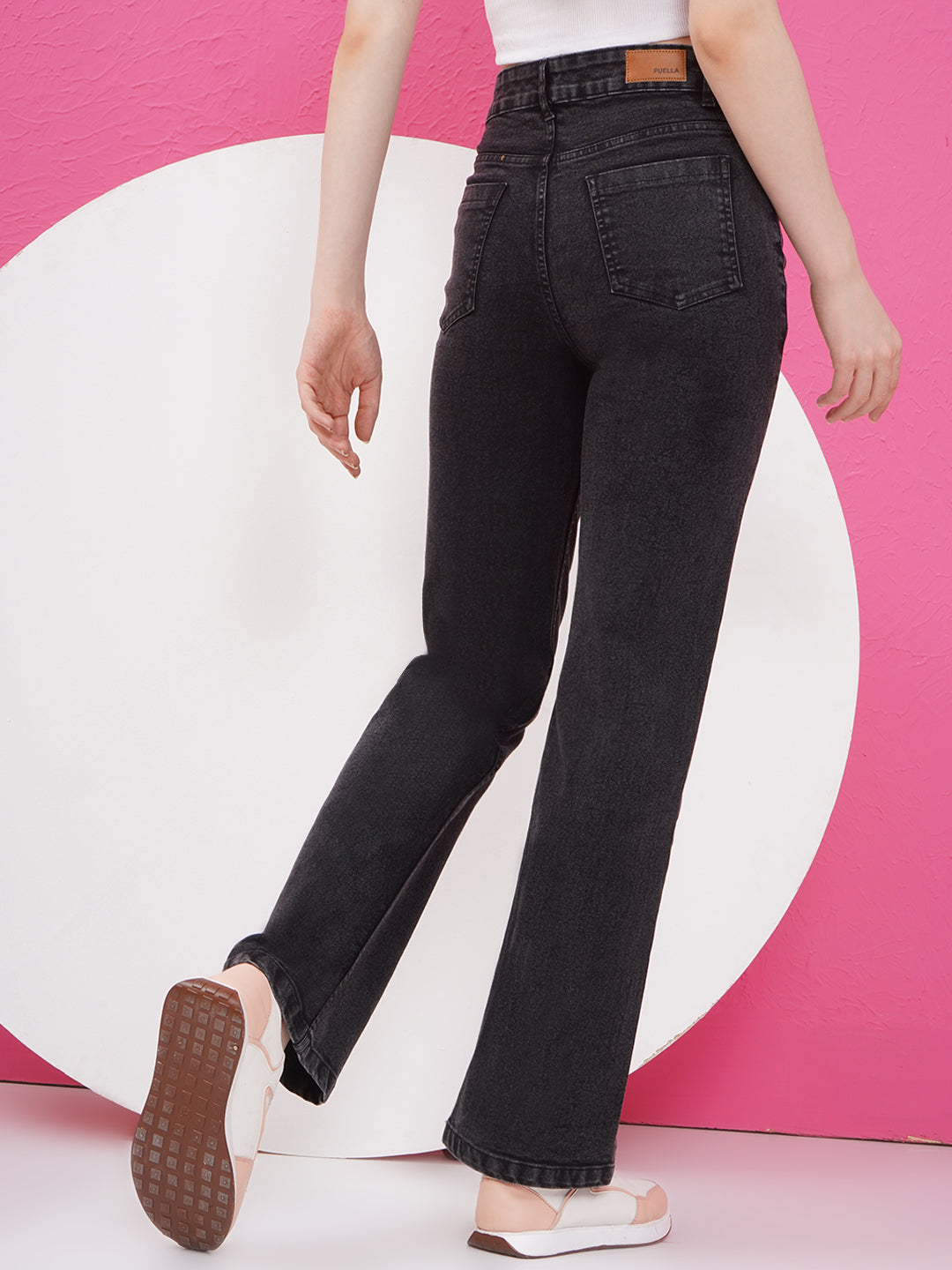 PUELLA Women Black Washed High-Rise Bootcut Jeans