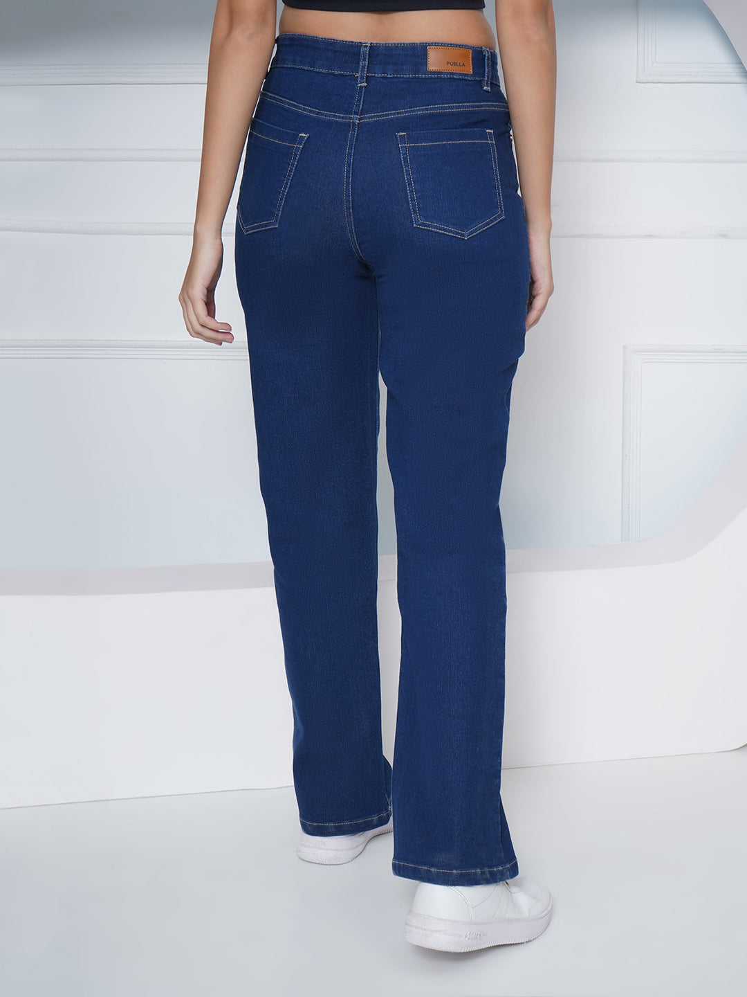 PUELLA Women Dark Blue High-Rise Straight Fit Jeans