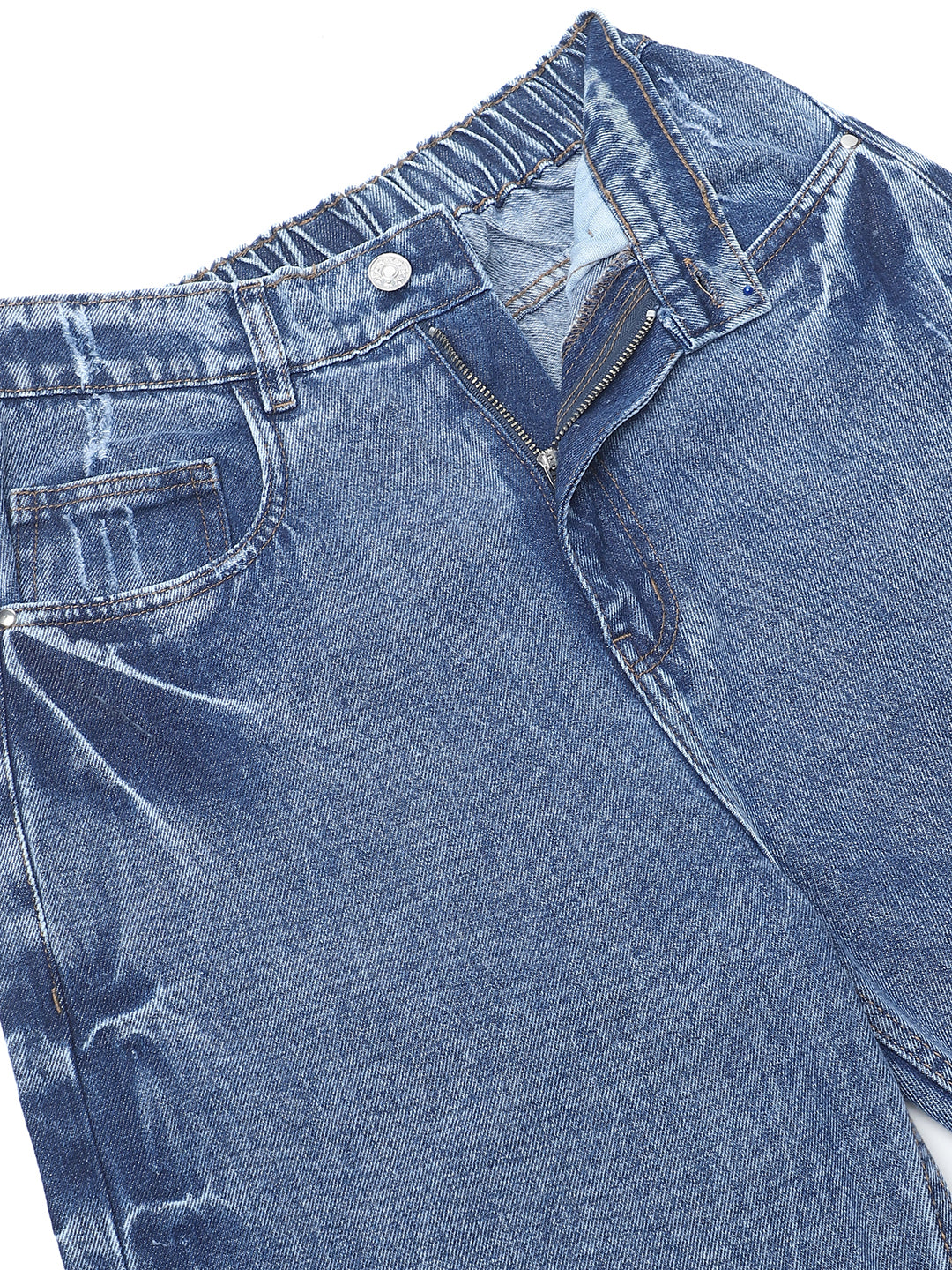 PUELLA Women High-Rise Elastic Waist Wide-Leg Jeans