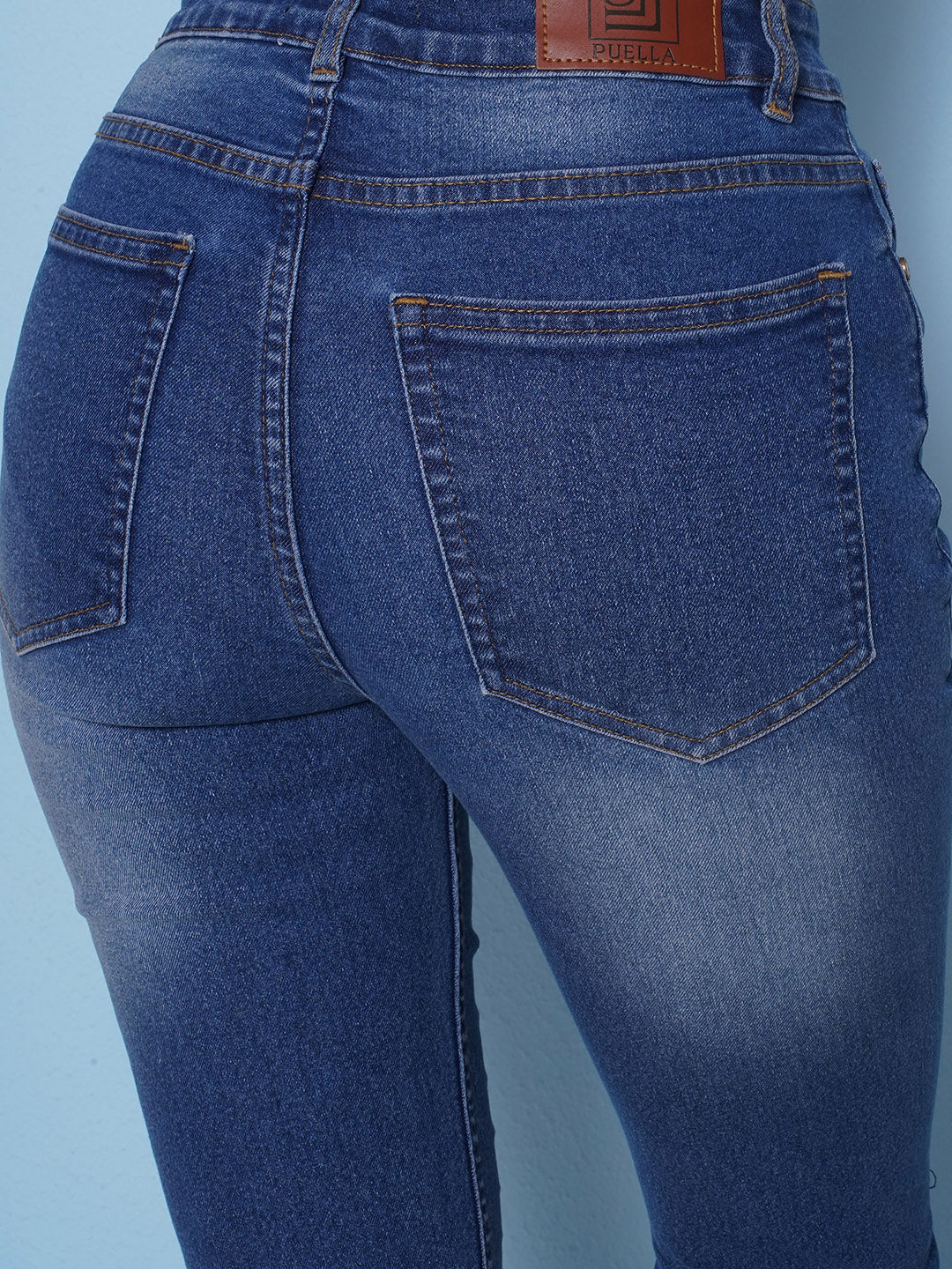 PUELLA Women Blue High-Rise Straight Fit Jeans