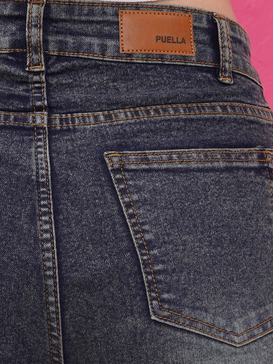 PUELLA Women Black Washed High-Rise Straight Fit Jeans