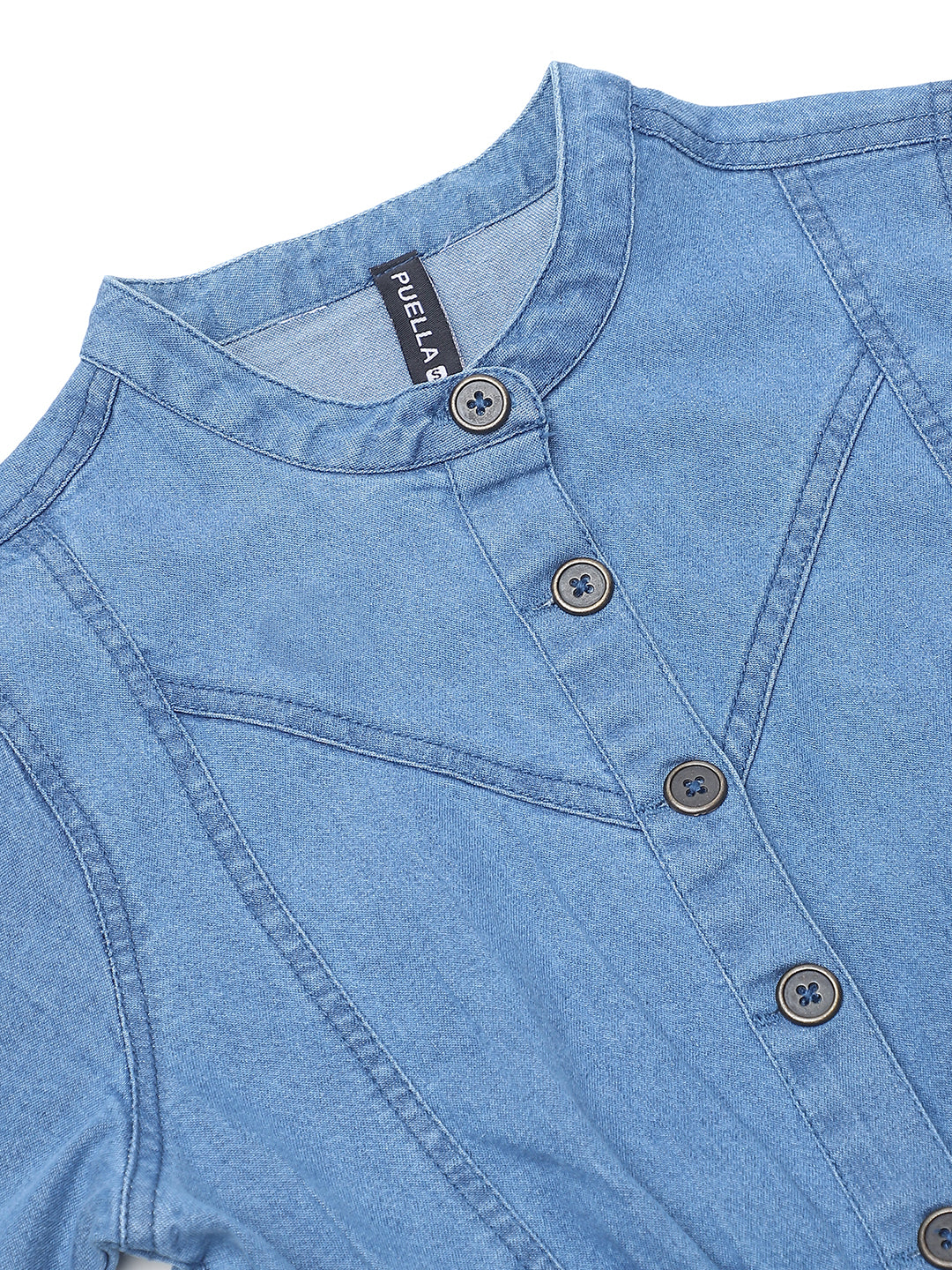 PUELLA Women’s Blue Short Sleeve Denim Shirt Dress