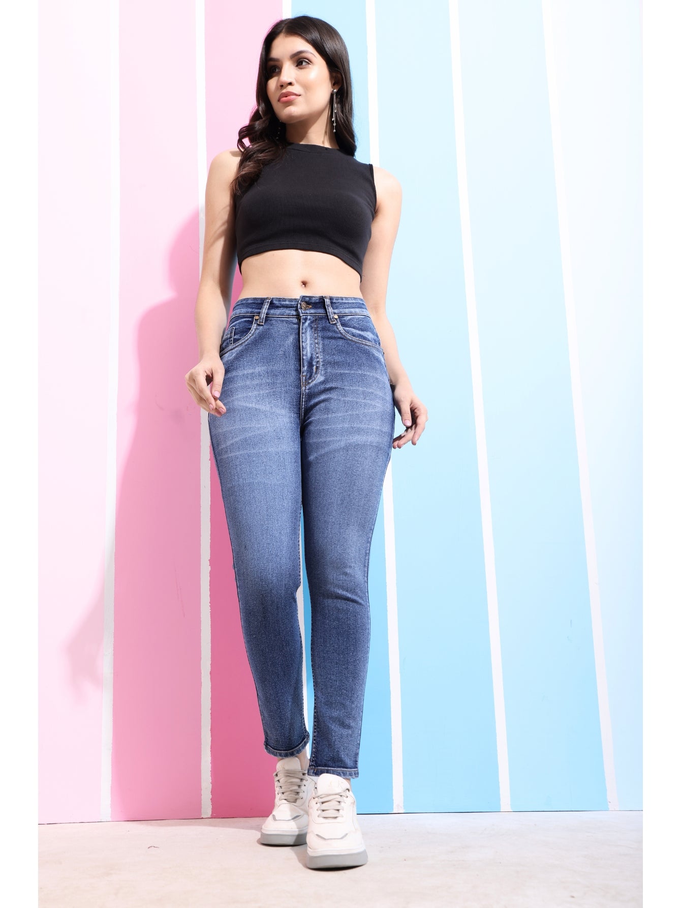 PUELLA Women Skinny Fit High-Rise Heavy Fade Stretchable