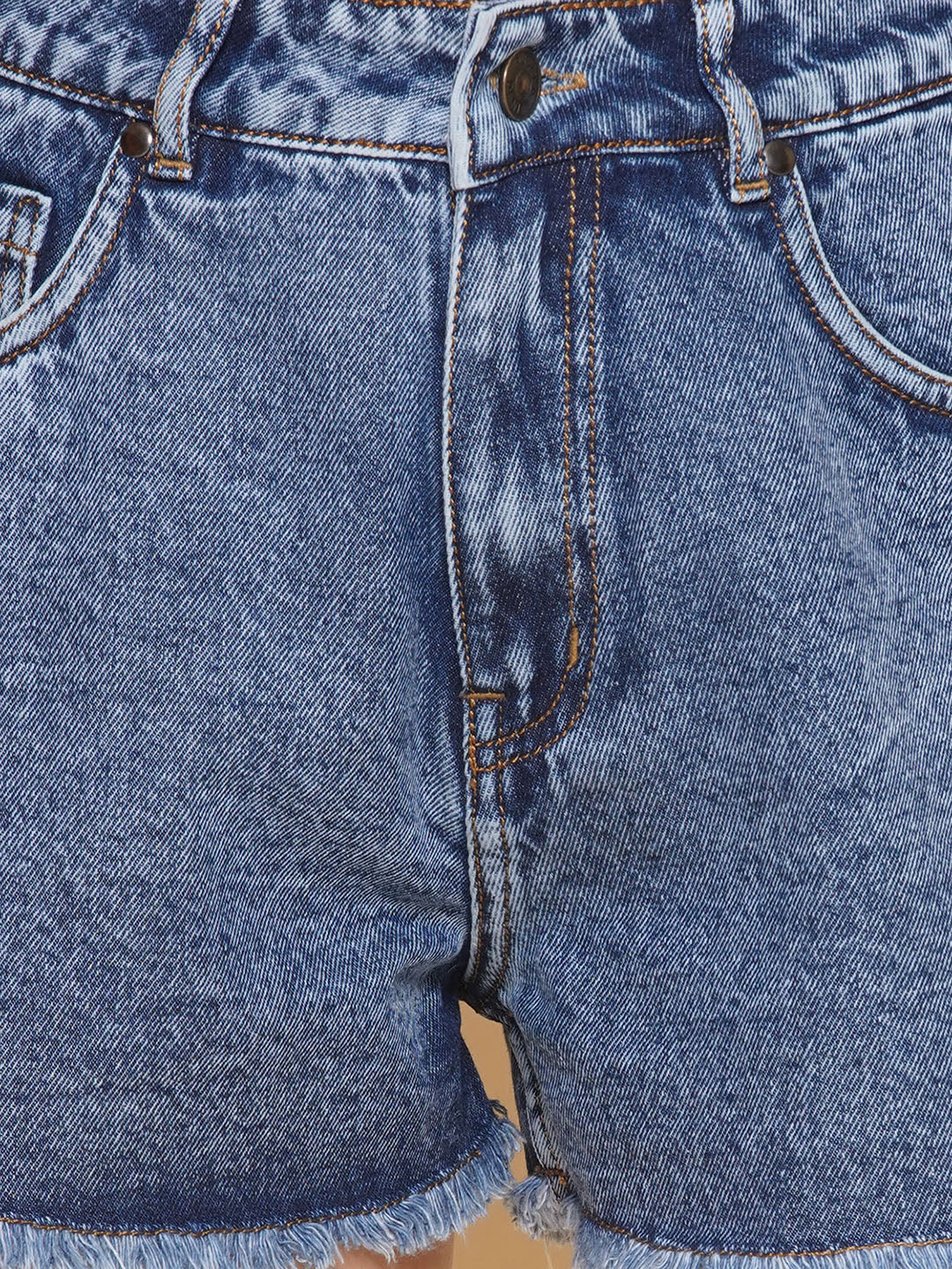 PUELLA Blue Color High Rise - Stretchable Denim Shorts For Women