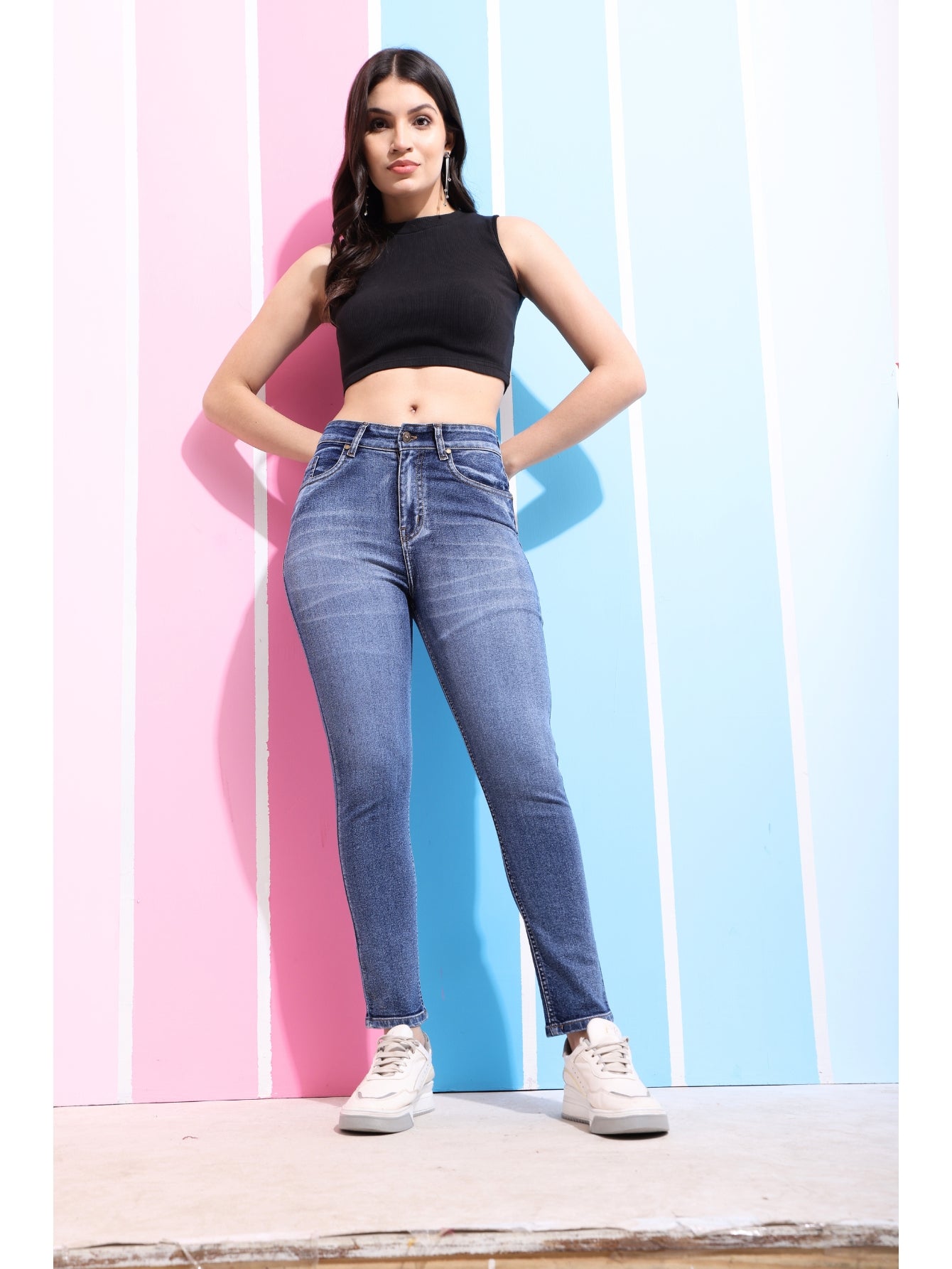 PUELLA Women Skinny Fit High-Rise Heavy Fade Stretchable