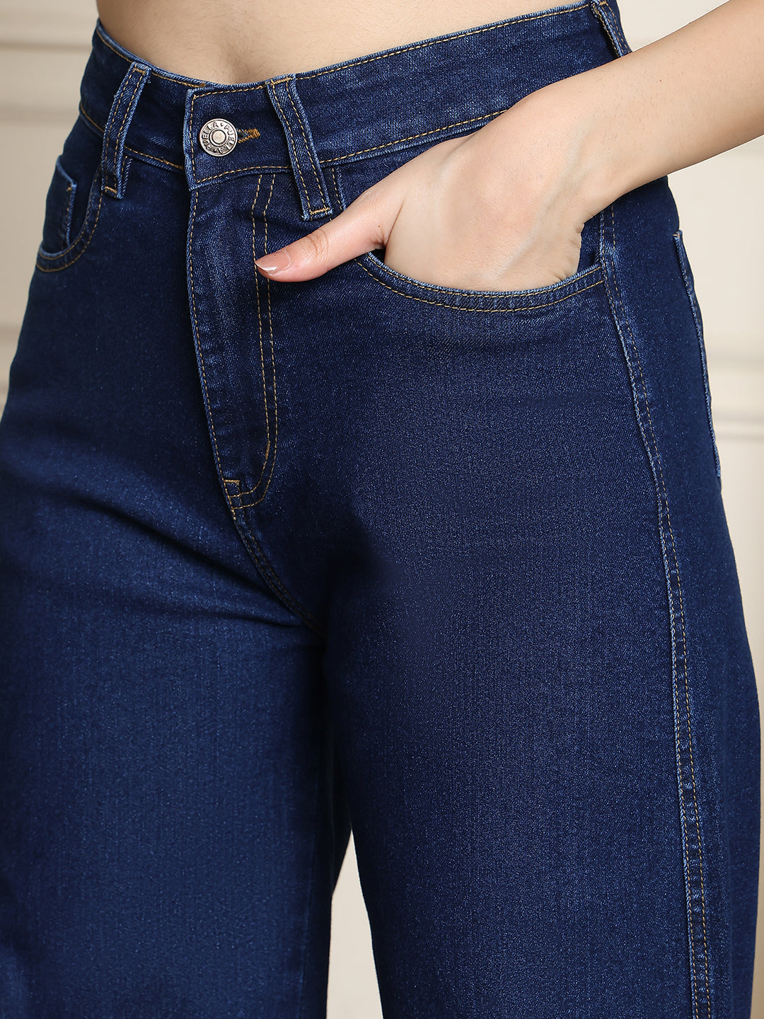 PUELLA Dark Blue High-Rise Straight Fit Jeans