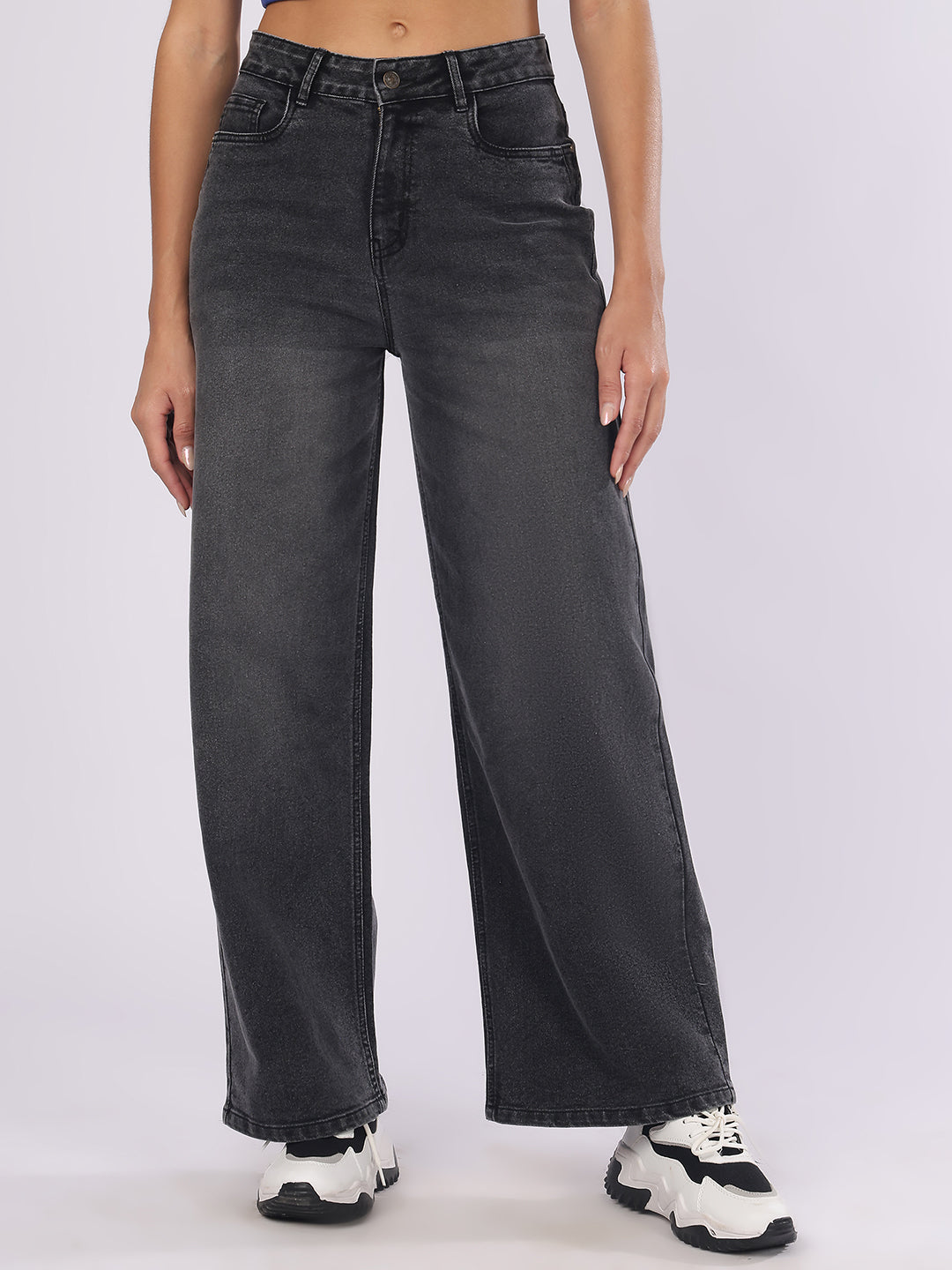 Women’s Dark Grey Straight Fit Denim Jeans