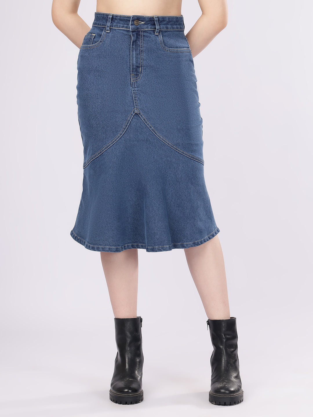 Women’s Blue Fish-Cut Denim Skirt
