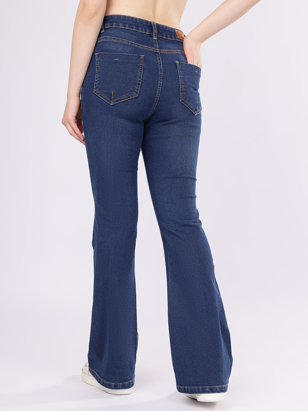 PUELLA Women's Dark Blue High-Rise Bootcut Jeans