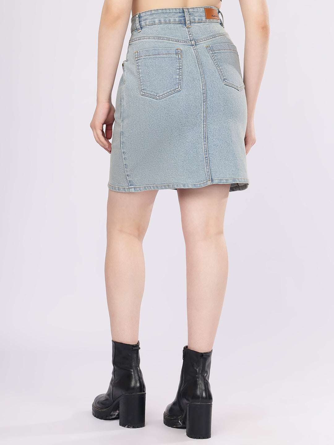 Women’s Medium Blue High-Rise Cargo Denim Skirt