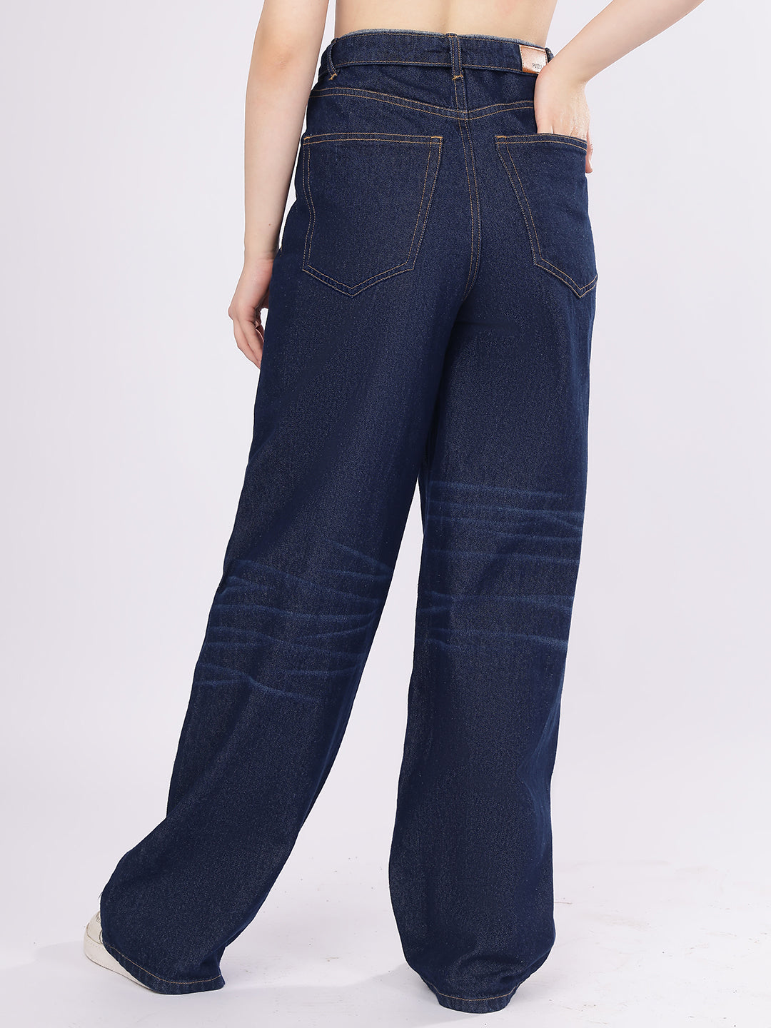 Women’s Dark Blue High-Rise Loose Fit Denim Jeans