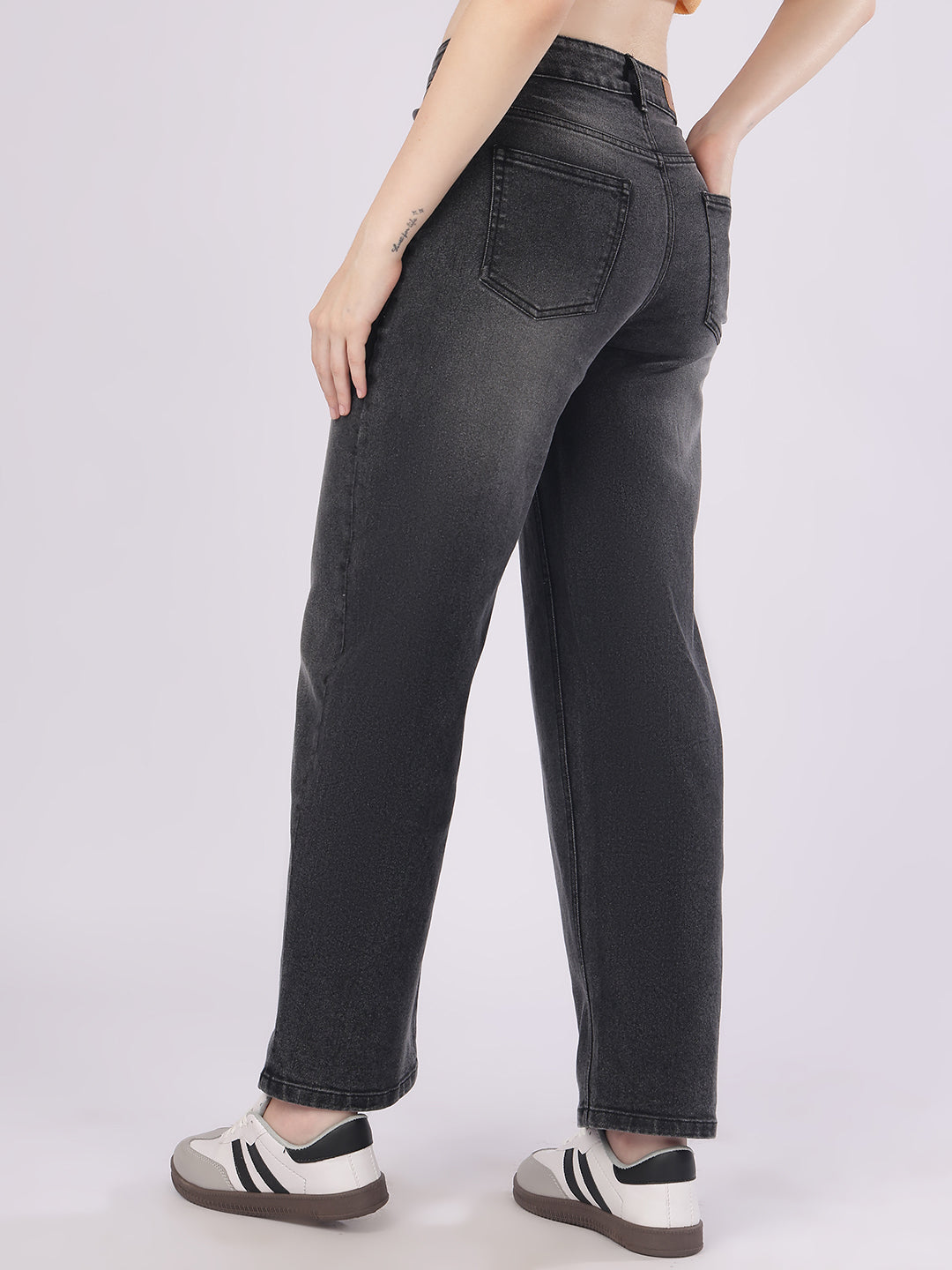 Women’s Dark Grey Straight Fit Denim Jeans