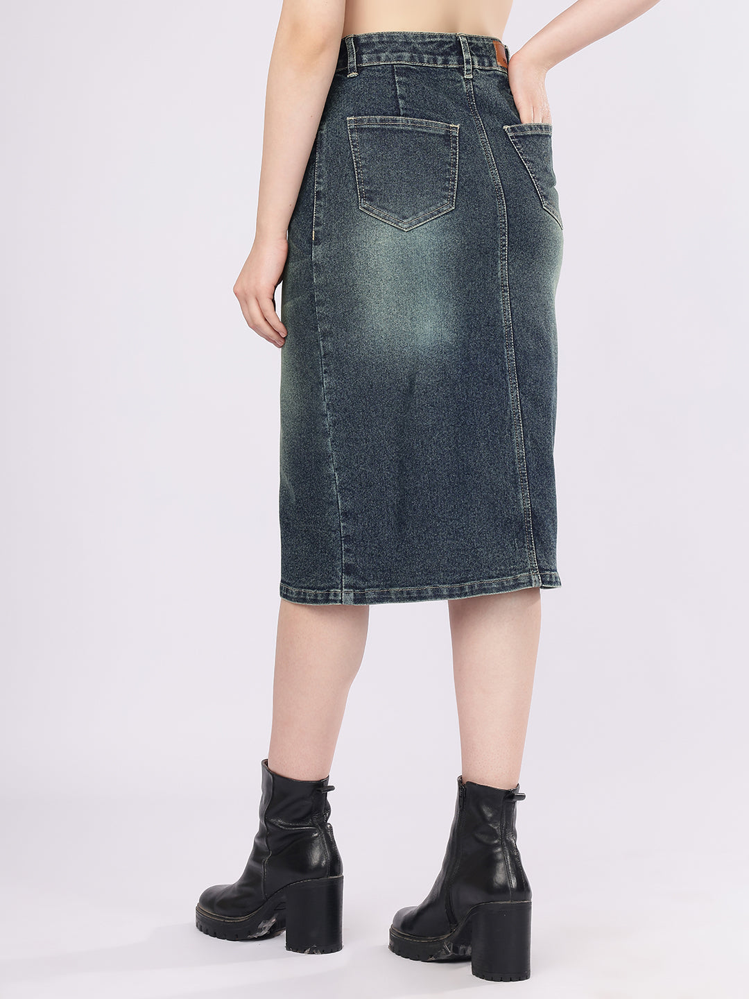 Women’s Green Tint Light Wash Cargo Skirt